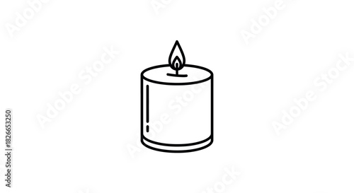 Minimalist stub candle line art with clean edges