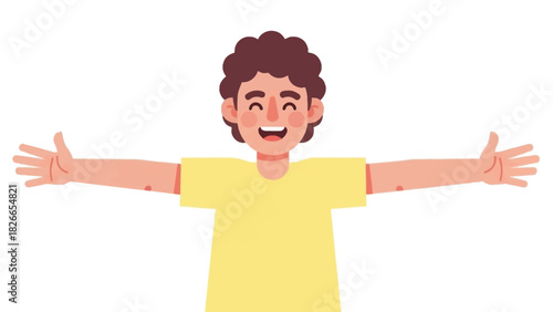 Happy person with arms outstretched showing affection, love, and joy welcoming hug