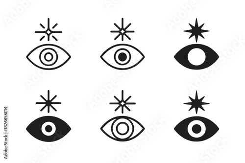 Insight Spark Logos. New awareness. Icon set. Set Logo of insight spark. harmonious logo variations of the same emblematic concept (Minimal outline, Stylized