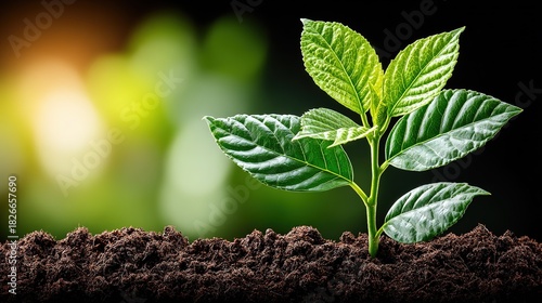 Brand sustainability story: hi-res macro sprout with deep forest depth, shadow-free clean frame for pack insert or web hero