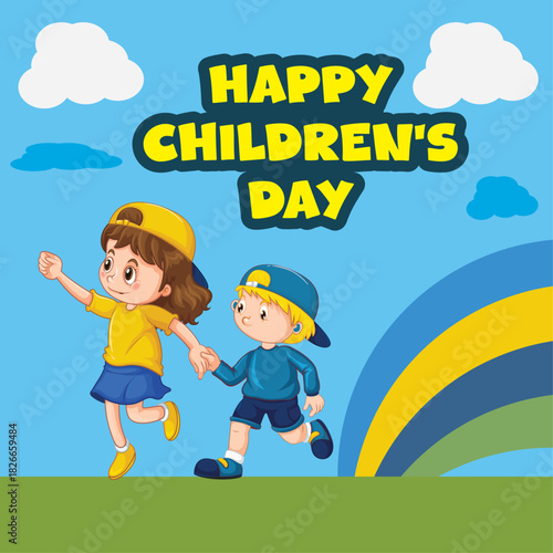 Happy, Children, Day, design, image, icon, element.