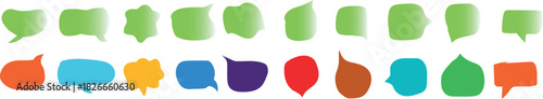 Vibrant Green Gradient and soft Color Speech and Chat Bubble Vector Collection – Modern Comic-Style Message Boxes, Dialogue Balloons Talking Elements for Dynamic Digital Communication Designs