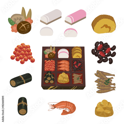 お節料理のイラストセット
