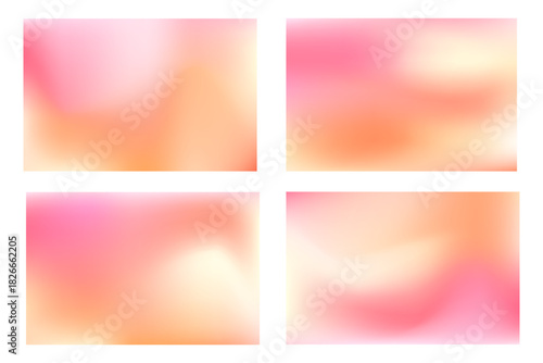 Set of peach and pink soft gradient. Simple liquid gradient vector background