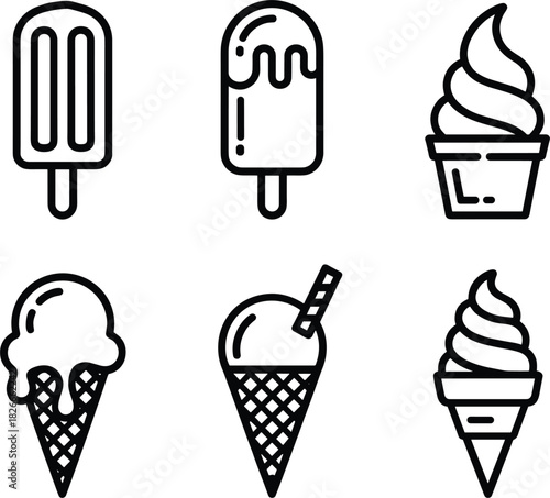 Collection of ice cream treats silhouette