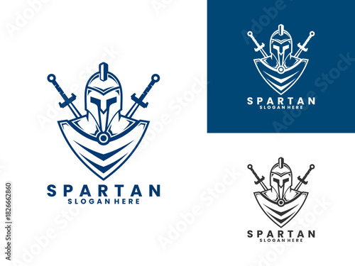 Spartan warrior line art logo design vector template. Spartan logo design vector icon
