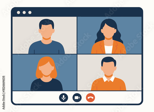 Virtual meeting with diverse participants in video call interface