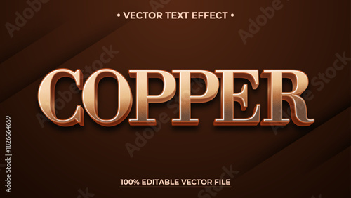 Copper Text Effect Vector Design on Dark Brown Background Editable File
