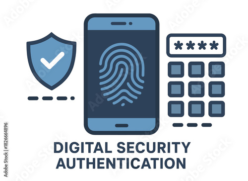 Digital security authentication with smartphone fingerprint recognition and pin code entry