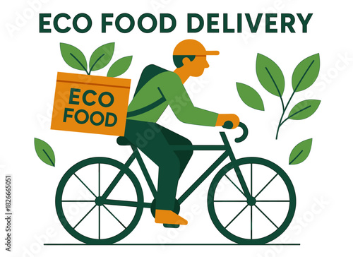 Eco food delivery service: sustainable bicycling solution with green packaging
