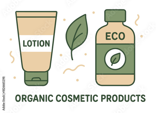 Eco-friendly organic cosmetic products with lotion and eco bottle design