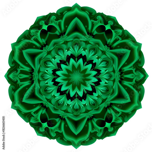Fractal Mandala Pattern Abstract Emerald Green Background
