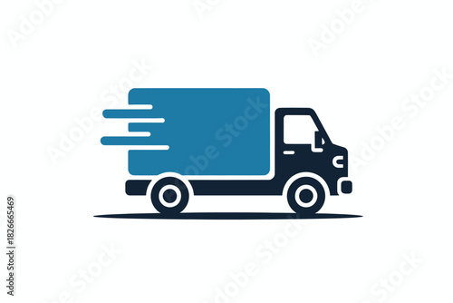 Delivery truck vector icon fast shipping service flat design for transportation and logistics