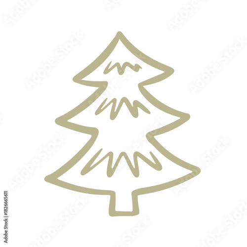 Fir Tree hand drawn line icon doodle illustration.