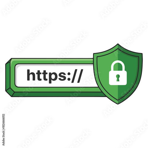 A secure HTTPS internet connection protocol with a shield and padlock vector
