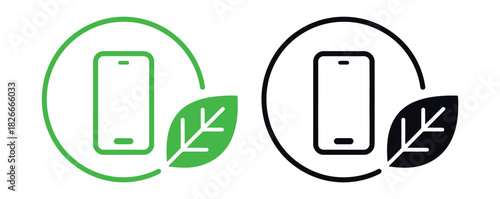 Eco-friendly mobile phone concept promoting sustainable technology and green innovation for a better future, showcasing modern design and environmental responsibility in a minimalist style