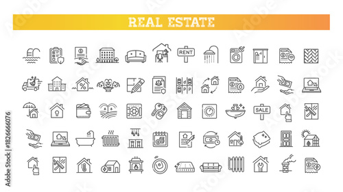 Outline web icons set - Real Estate. Vector icons