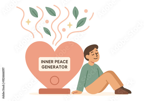 Young male finding inner peace with heart-shaped generator