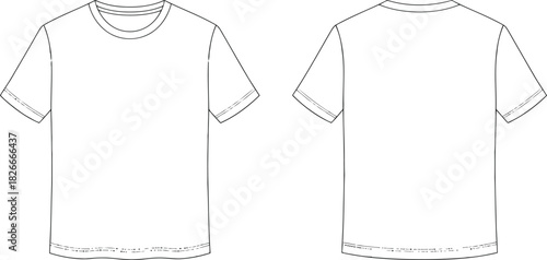 Plain short sleeve t-shirt front and back vector template design