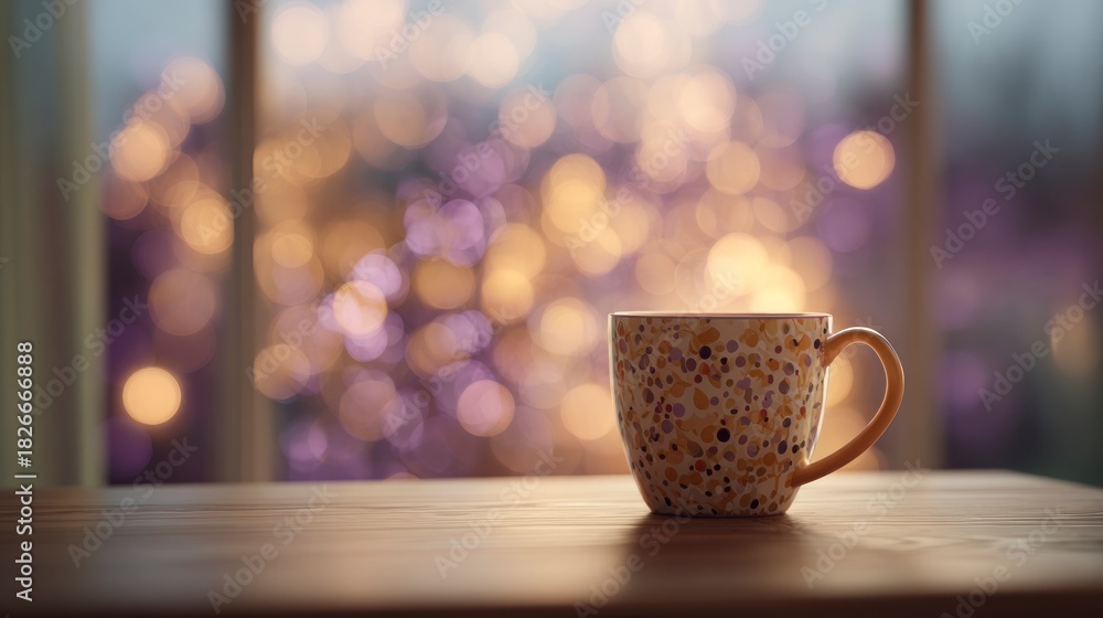 Fototapeta premium Warm coffee mug window view