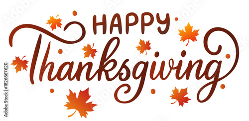 Happy Thanksgiving Leaves Lettering — Autumn Greeting for Holiday Celebration