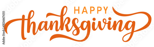 Happy Thanksgiving Script Lettering — Fall Holiday Greeting with Swashes and Calligraphy Style
