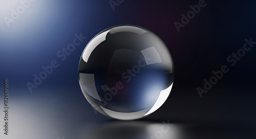 glass sphere on black background