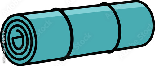 Rolled Blue Yoga Mat or Sleeping Pad for Outdoor Activities.