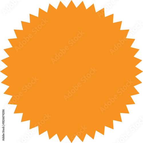Orange starburst graphic element badge for promotional design