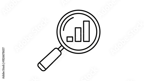 Magnifying Glass Focus on Business Growth Graph - Vector Illustration