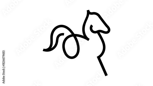 Line Horse symbol, black isolated silhouette