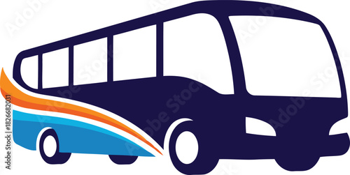 Stylized blue bus vector illustration for transportation design