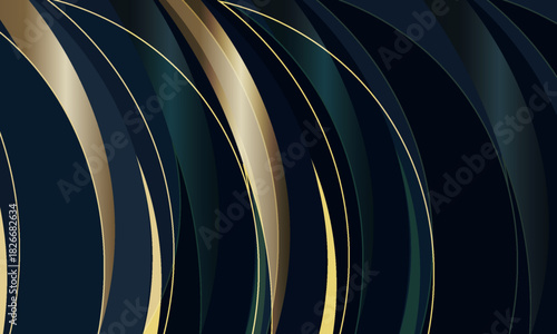 Elegant Abstract Gold Rings Against Dark Navy Background for Premium Design Use