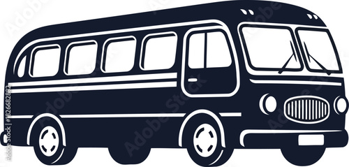 Classic old public transport bus vector icon illustration on white