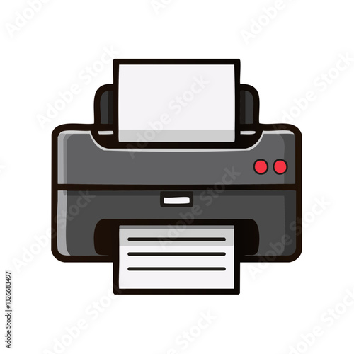 Gray Multifunction Printer Icon with Paper Output and Input