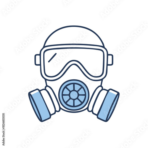 Protective gas mask illustration safety equipment for pollution and hazards.