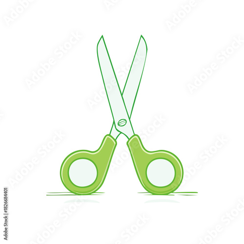 Green scissors icon illustration cut and ready to work