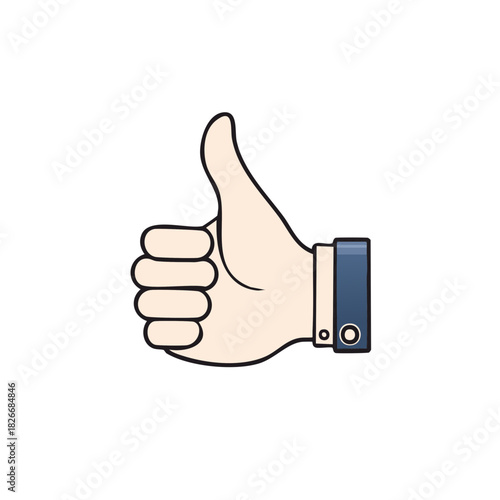 Cartoon hand giving thumbs up gesture a symbol of approval success and positive feedback