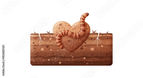 Illustration of a gingerbread heart-shaped cake with icing decorations on a white background.