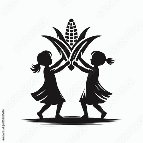 Children holding corn