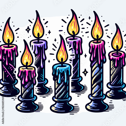 Seven candles glowing