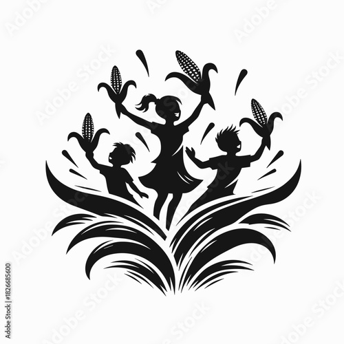 Children holding corn