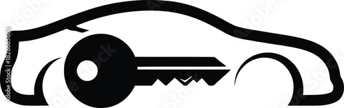 Abstract vehicle security and ownership symbol with a car key