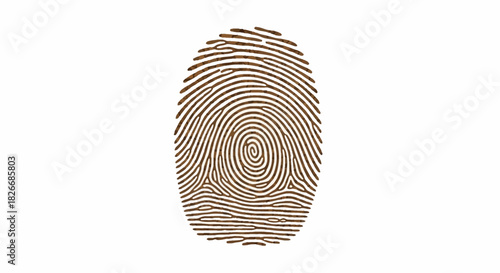 Close-up of a light brown fingerprint with detailed ridges on a plain white background.