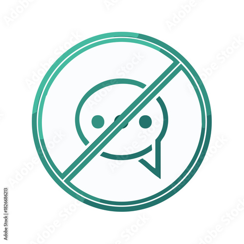No Chatting Sign: Prohibited Dialogue or Communication Symbol within Crossed-Out Circle
