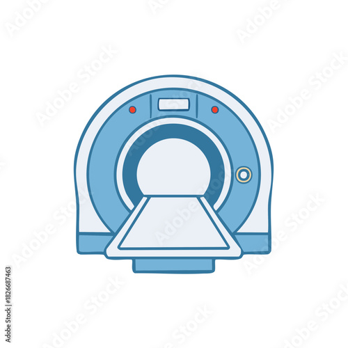 Medical illustration of CT scanner, healthcare and diagnostic imaging