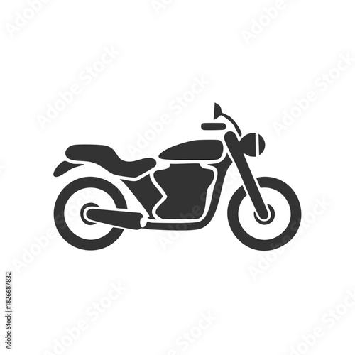 Stylish black silhouette of a classic motorcycle icon, perfect for transportation and adventure concepts