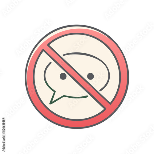 No Chat Speech Bubble Prohibition Symbol Icon Social Media Communication Restriction Warning