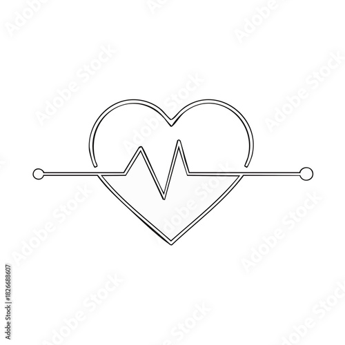 Minimalist Heartbeat Line Art Design Graphic Simple Heart Beat Illustration