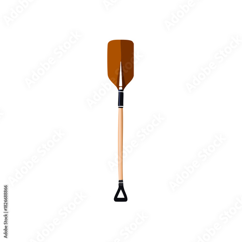 Illustration of a brown shovel with a wooden handle and black accents.